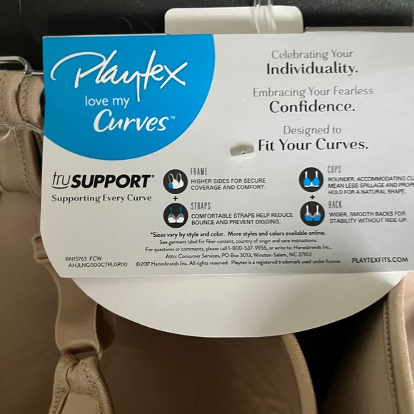 Playtex Love My Curves Side Smoothing Wirefree Bra Nude 42DD - Picture 5 of 5